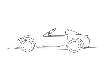 Single continuous line drawing of a Roadster. Technological advances in transportation. Continuous line draw design graphic vector illustration.
