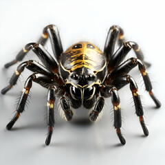 Spider on a white background. Macro. Close up. Isolated.