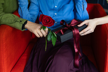 Mother's Day (Anneler Gunu) Gift, Children Give Gifts to Mother Background Photo, Uskudar Istanbul, Turkiye (Turkey)