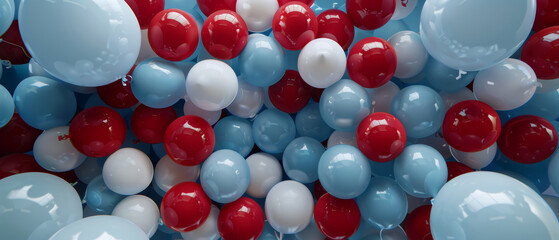A sea of red, white, and blue balloons, vibrant and festive, evoking a patriotic celebration.