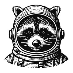 astronaut raccoon wearing spacesuit sketch © Satoru Sketches
