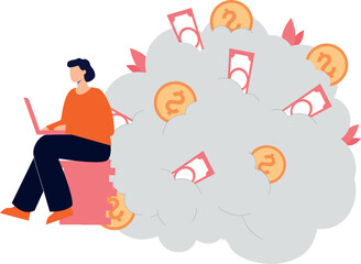 The girl is working on the laptop.