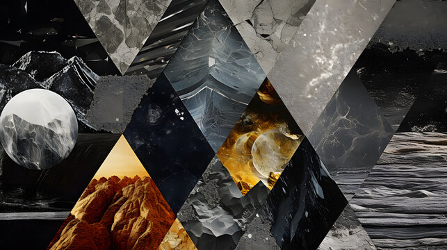 Digital retro abstract diorite collage decollagecore pattern graphics poster background
