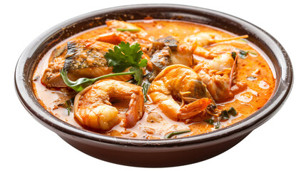 Moqueca seafood stew isolated on white background