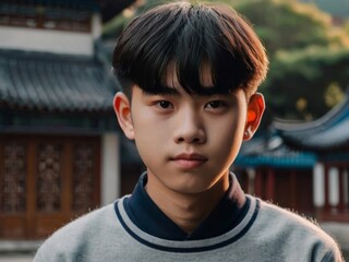 Young teenage Chinese boy portrait