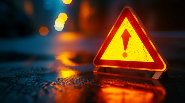 Yellow warning sign symbol or alert safety danger caution