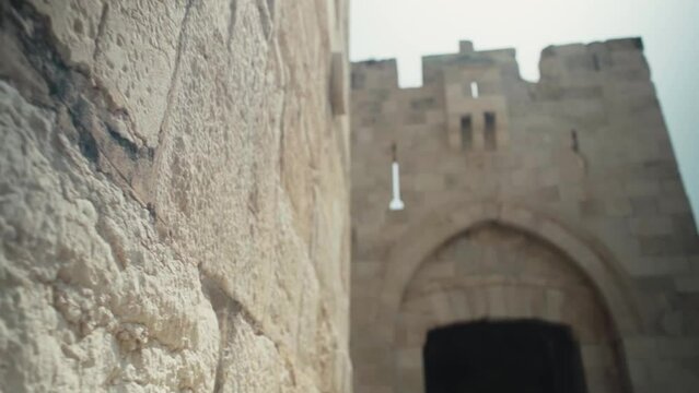 Jerusalem old city walls dolly shot