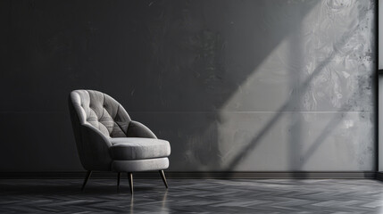 Fototapeta premium Gray chair, black background
