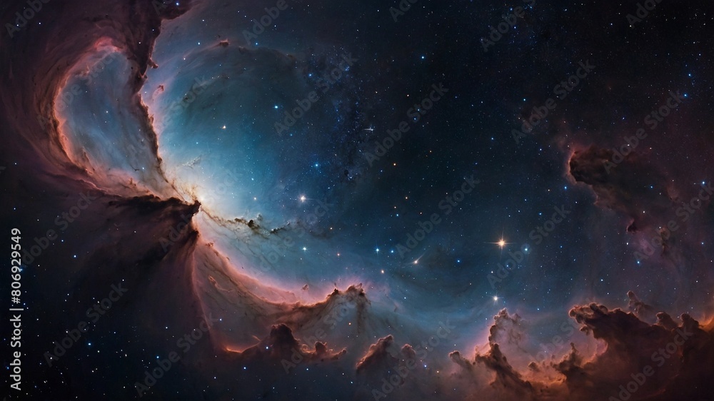 Wall mural equirectangular projection space background with nebula and stars