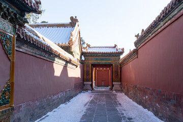 gate of Imperial Harem of the Forbidden city after snow