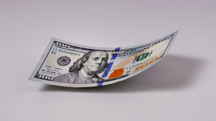 Single $100 Bill on Plain Background for Financial Concepts