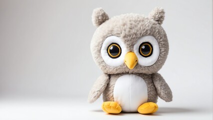 owl plush doll stuffed toy studio portrait on plain white background from Generative AI