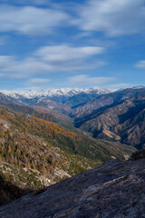 Beautiful view of mountains and Moro Rock view of the Sequoia National Park. California