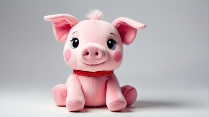 pig plush doll stuffed toy studio portrait on plain white background from Generative AI