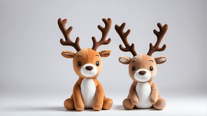reindeer plush doll stuffed toy studio portrait on plain white background from Generative AI