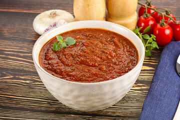 Spanish traditional gazpacho tomato soup