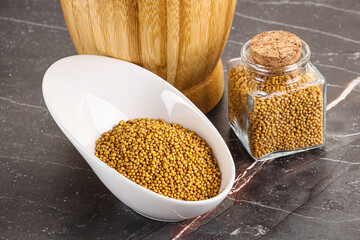 Mustard dry seeds in the bowl