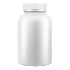 Opened and closed white plastic medical pill bottles, 3d realistic vector illustration. Mock Up Template set of medicine package for pills, capsule, drugs, isolated on white background