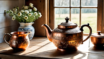 teapot and cup on the table