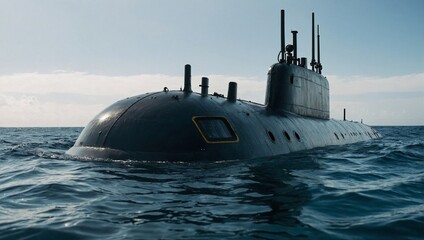 A submarine diving in the ocean