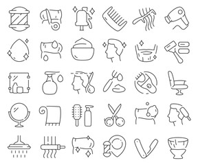 Barbershop line icons collection. Thin outline icons pack. Vector illustration eps10