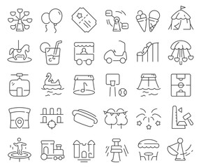 Amusement park line icons collection. Thin outline icons pack. Vector illustration eps10