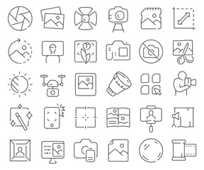 Photography line icons collection. Thin outline icons pack. Vector illustration eps10