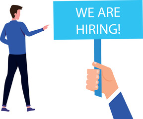 A boy looks at a job hiring board.