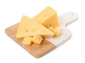 Cut fresh delicious cheese isolated on white