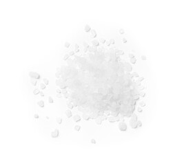Natural salt isolated on white, top view
