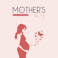 Happy Mother's Day Post and Greeting Card. Modern and Minimal Mother's Day Background with Text for Poster, Website, and Social Media Vector Illustration