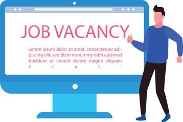 Boy looking job vacancy online.