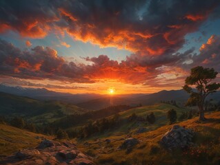 sunset in the mountains