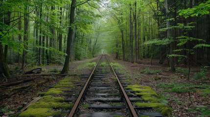 A Railway tracks in the forest