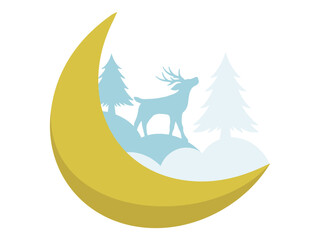 Obraz premium Christmas Crescent moon Background with Tree 