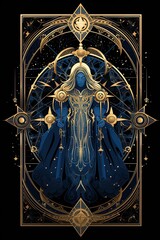 Obraz premium Tarot Card Spiritual Guidance Isolated Dark Background Interpretation Reading Meditation