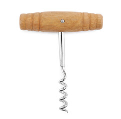 One corkscrew isolated on white, top view