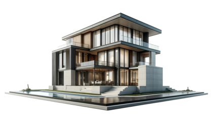 Luxury villa isolated on white background
