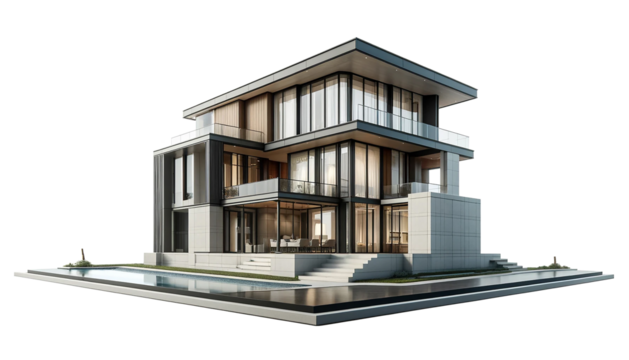 Luxury villa isolated on white background
