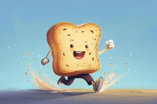 Cartoon bread slice jogging