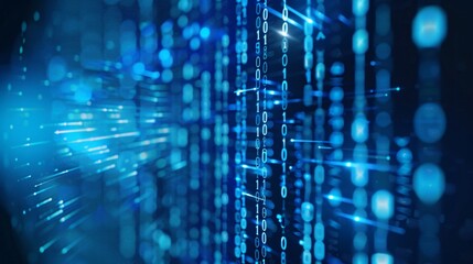 Fototapeta premium Binary code on a blue background. The concept of hacking and malware.
