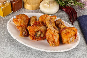 Raw marinated chicken drumstick for cooking