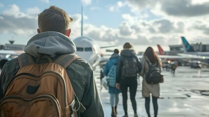 Passengers share emotional goodbyes with loved ones before boarding flights. Concept Emotional Goodbyes, Airport Farewell, Departing Moments, Saying Goodbye, Travel Emotions