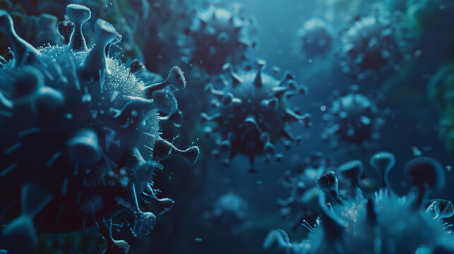 Virus abstract background. viral infection causing chronic disease. Hepatitis viruses, influenza virus H1N1, Flu