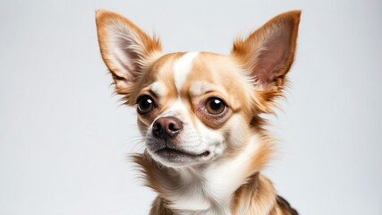 Obraz premium cute chihuahua dog studio portrait on plain white background from Generative AI