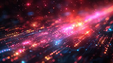 Fototapeta premium Abstract background with blue and purple neon glowing geometric shapes