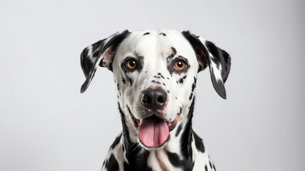 cute dalmatian dog studio portrait on plain white background from Generative AI