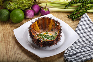 Grilled Sea Urchin with egg