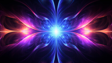 Obraz premium Symmetrical Purple and Blue Fractal Blossom - Digital Art