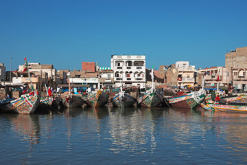 Boats in the port of Saint-Louis, Senegal, West Africa